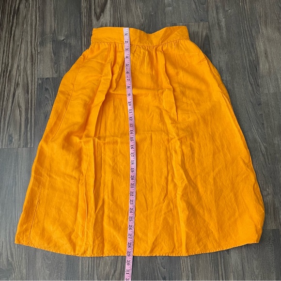 Ann Taylor Orange Linen A-Line Linen Blend Knee Length Skirt with Pockets - Picture 13 of 15